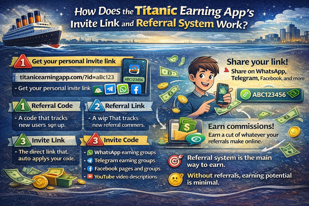 How Does the Titanic Earning App's Invite Link and Referral System Work How Does the Titanic Earning App's Invite Link and Referral System Work